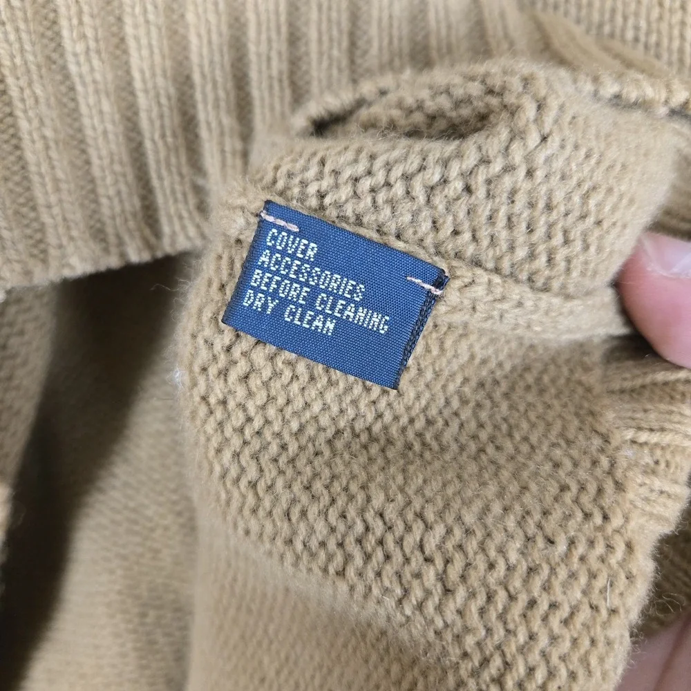 Polo Ralph Lauren 1/4 Zip Sweater Mens XL Brown 100% Lambswool Vintage 90s Prep‎
